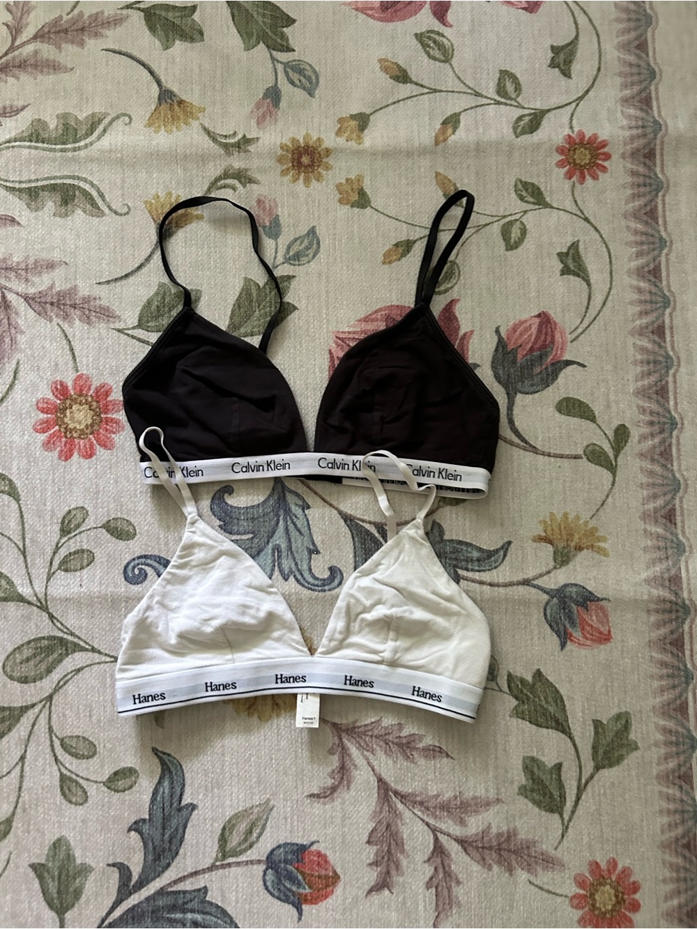 Calvin Klein Black Bralette & Hanes White Bralette - Pack of 2